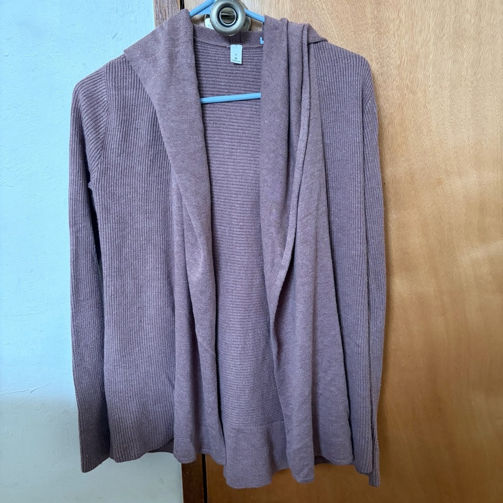 lululemon athletica Mauve Open-Front Hooded Sweater Cardigan